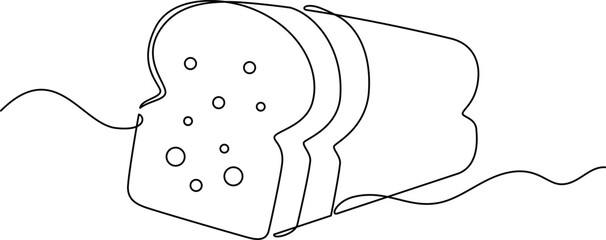 one line art bread vector illustration. line art, one continuous line, simple, hand drawn and sketch style. for icons, symbols, signs or logos. PNG