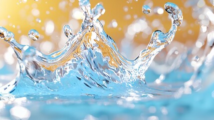 Water Splash Abstract Blue Yellow