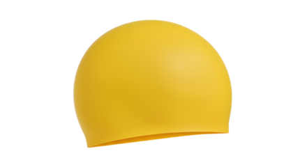 A bright yellow swimming cap resting on a smooth surface, ideal for aquatic sports and swim-related activities