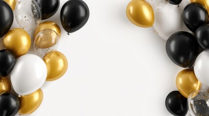 Black Friday Festive Banner Featuring Black and Gold Balloons Designed for Promotional Shopping Events