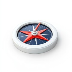 Circular compass, pointing north, on a white background.