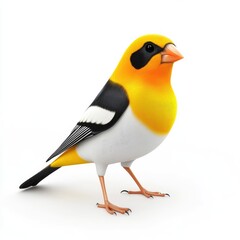 Vibrant yellow and black finch, digitally rendered.