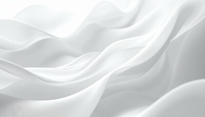 Obraz premium Soft, flowing white fabric with delicate waves and folds creates a gentle, elegant texture