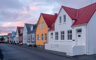 summer,Reykjav&iacute;k, Iceland, Colorful Icelandic townhouses at dawn (1)