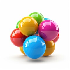 Vibrant, colorful spheres clustered together in a geometric arrangement.