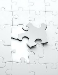 Obraz premium White Puzzle Pieces Solution, Connection, Completion, Strategy, Teamwork
