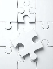 Fototapeta premium White Puzzle Pieces Solution, Connection, Completion, Strategy, Teamwork