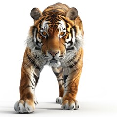 Fototapeta premium Majestic tiger strides forward, showcasing its powerful presence.