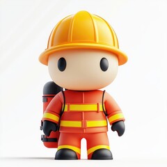 Fototapeta premium Smiling fire fighter figurine, ready to respond.