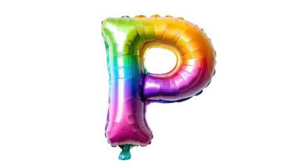 A Colorful Rainbow Letter P Balloon Isolated On A Transparent Background