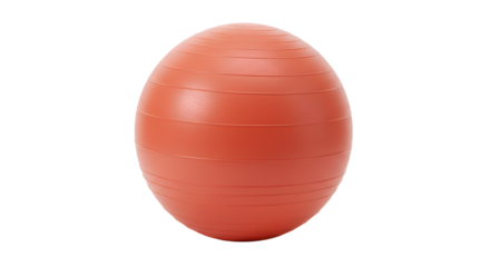 A vibrant orange exercise ball positioned on a clean white background, ideal for fitness and wellness imagery