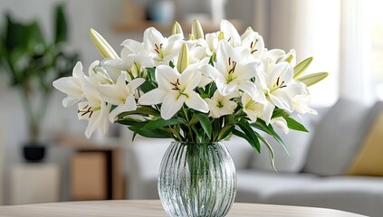 White lilies in a vase