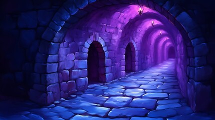 Stone Tunnel with Lanterns