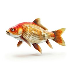Colorful koi fish, detailed 3d model, isolated on white.