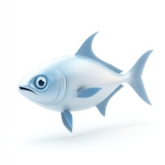 Obraz premium Light blue cartoon fish illustration on a white background.