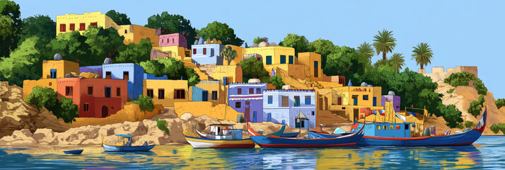 Obraz premium Colorful mediterranean coastal village
