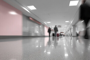 bright minimalistic airport interior showcasing ultra bright colors with single accent element