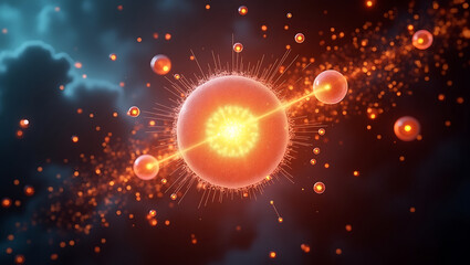 Fototapeta premium Atomic Structure in Space: A Visual Representation of Quantum Physics