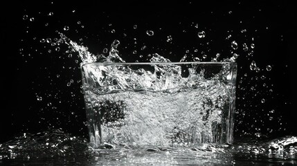 Splashing water in a glass