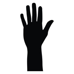 Hand sign. Raised hand icon symbolizing stop or interaction, voting. open hands up. 