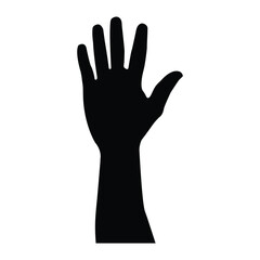 Hand sign. Raised hand icon symbolizing stop or interaction, voting. open hands up. 