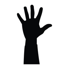 Obraz premium Hand sign. Raised hand icon symbolizing stop or interaction, voting. open hands up. 