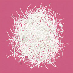 Fototapeta premium Abstract White Strands Texture Background Natural Synthetic Decoration Design Pink Pattern Lightness Softness Eco-Friendly Delicate Fine Hair-Like Linear Fluffy Fiber Intricate Shredded 