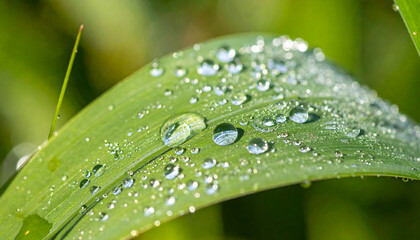 Dew Drops on a Blade of Grass: Morning Freshness
