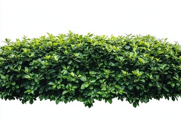 Obraz premium Dense green leafy shrub with vibrant new growth isolated on white background