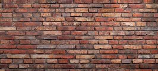 Obraz premium close up of a textured red brick wall with varying shades and weathered surface