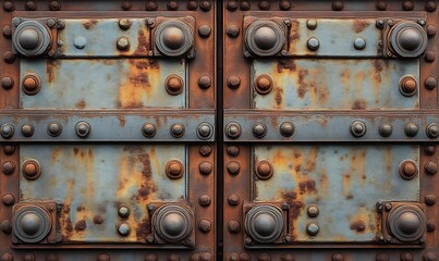 Metal Door with Rivets and Rust