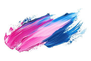Abstract paint stroke in vibrant pink and blue hues isolated on a transparent background