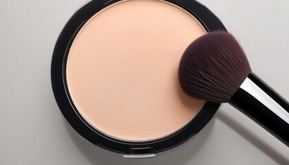 Compact powder foundation makeup brush top it is Close up makeup kit for females created with generative ai