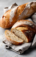 fresh bread on a wooden table
