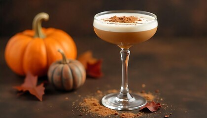 coffee and dessert Vanilla espresso martini, fall season alcoholic drink prepared for Thanksgiving day created with generative ai