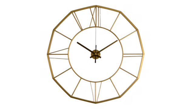 Elegant Gold Wall Clock with Roman Numerals and Minimal Design