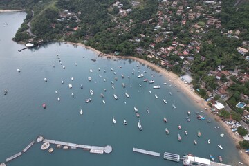 Drone view of Ilhabela island, at Sao Paulo state, Brazil