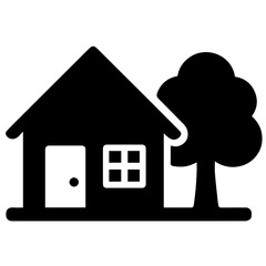 icon building with garden on white background vector
Vector icon building