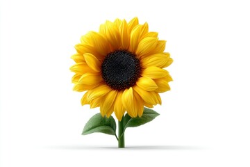 Obraz premium Vibrant Sunflower with Detailed Petals and Stem Isolated on White Background for Design Project