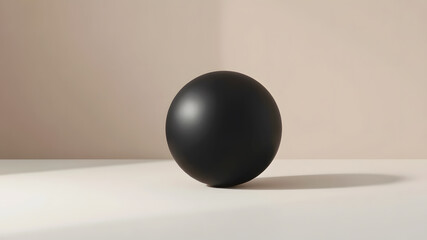 Black Glossy Sphere on Light Surface Black,