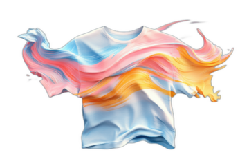 A red and yellow hot air balloon with stripes and a wicker basket, isolated on a transparent background.