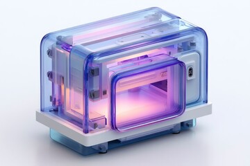 Fototapeta premium Transparent 3D Printer Machine Futuristic Technology Device Modern 3D Printing Innovative D