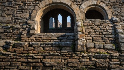 old stone wall with window