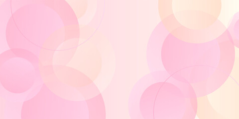 Minimalist banner background, pastel colorful, pink and yellow gradations. Circle effect style geometric, abstract background