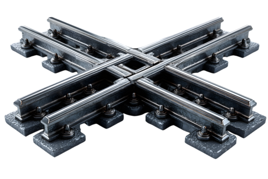 Train Tracks Crossing Railroad Intersection Railway Junction 3D Render Industrial Design