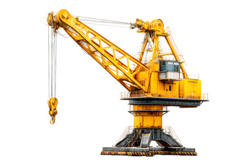 A robust yellow crane against a black background ideal for construction industrial and engin