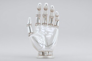 Futuristic Robotic Hand in Shiny Metallic Finish HighTech Prosthetic Limb Advanced Artificia