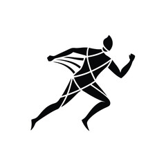 Abstract black and white running man silhouette perfect for fitness competition or sport related design