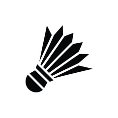 Simple black and white illustration of a badminton shuttlecock representing sports and activity on a white background