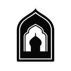 Simple and elegant black and white islamic mosque symbol in vector format suitable for design projects